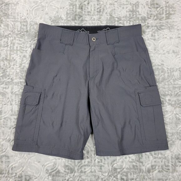 Eddie Bauer Shorts Mens 34 Gray Cargo Hiking Stretch Nylon Outdoor Active - Picture 1 of 10